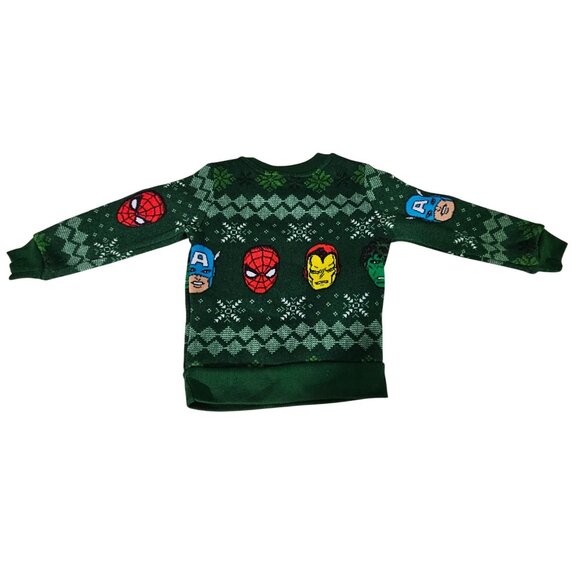 Marvel Toddler Boys Green Avengers Holiday Sweater Sweatshirt 3T - Picture 5 of 5